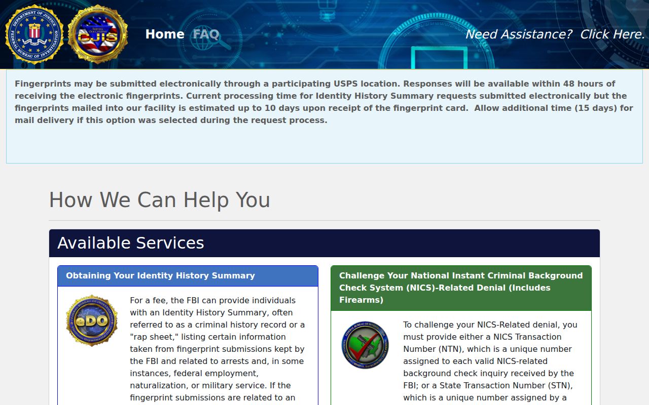 Tooele County criminal record FBI subject history portal