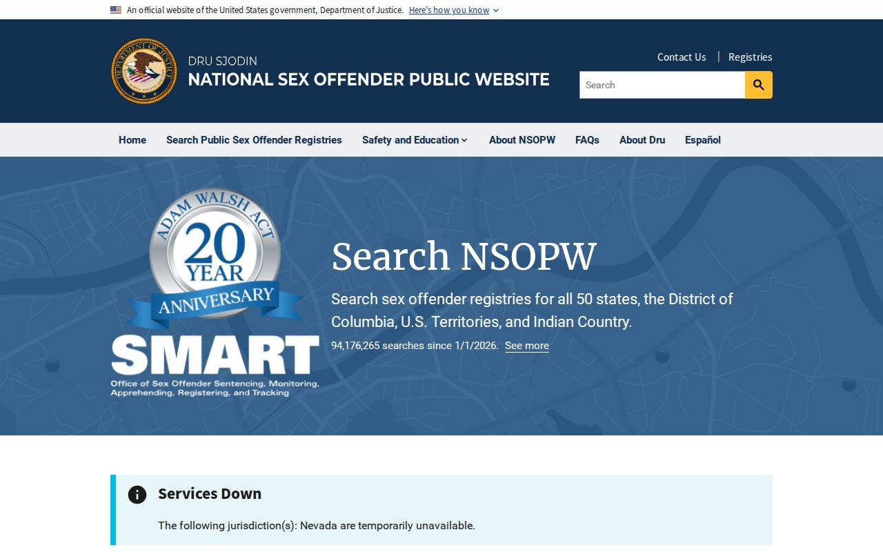 Tooele County sex offender check through the NSOPW national search